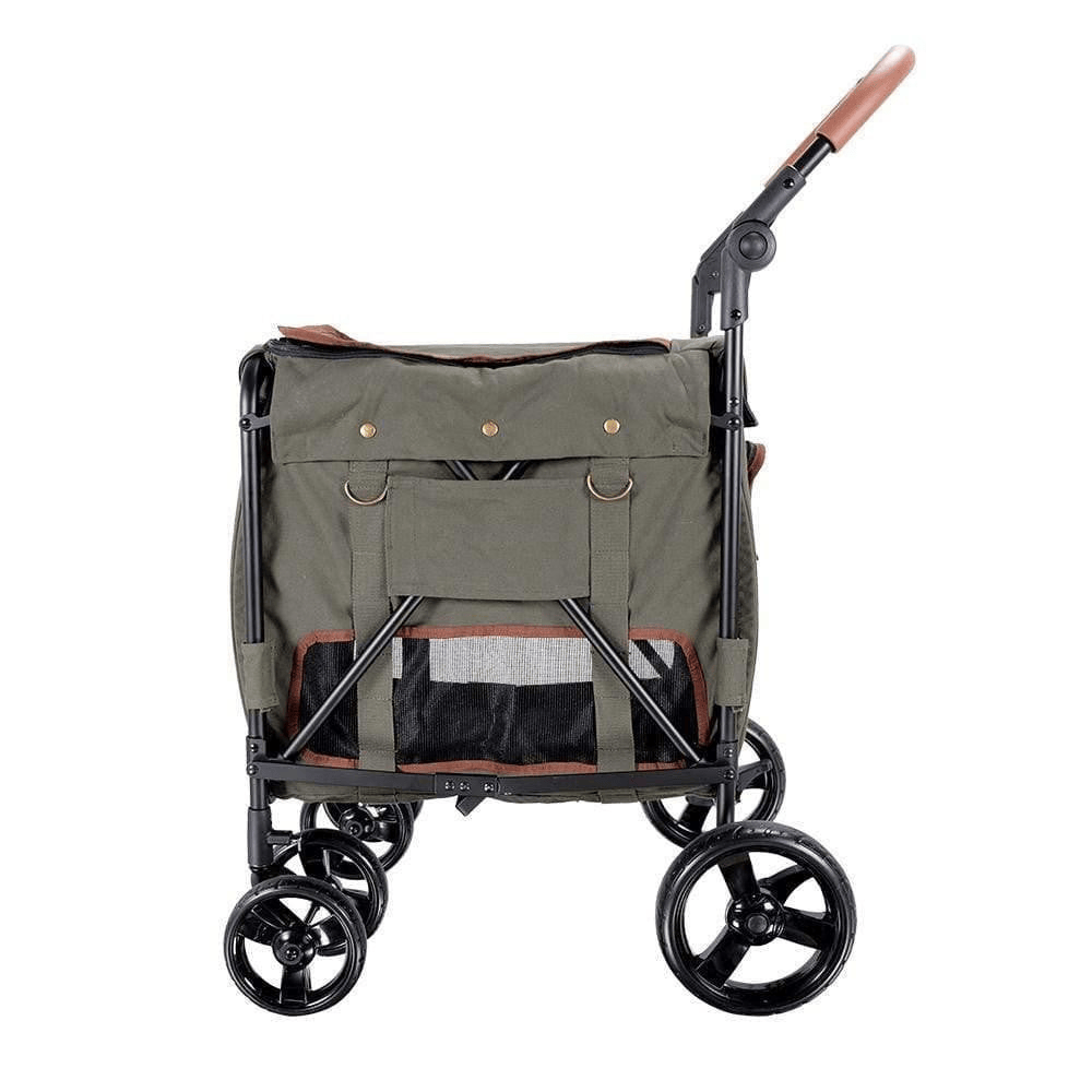 Gentle Giant Pet Wagon stroller for medium to large dogs with detachable carrier and leather handlebar