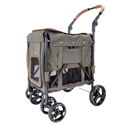Gentle Giant Pet Wagon stroller for medium to large dogs with detachable carrier and leather handlebar