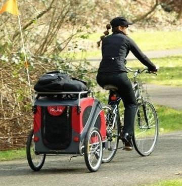 Dutch Dog Original DoggyRide Dog Bike Trailer by Dutch Dog - Red (incl. leash set)  DRORTR09-RD Pets Own Us