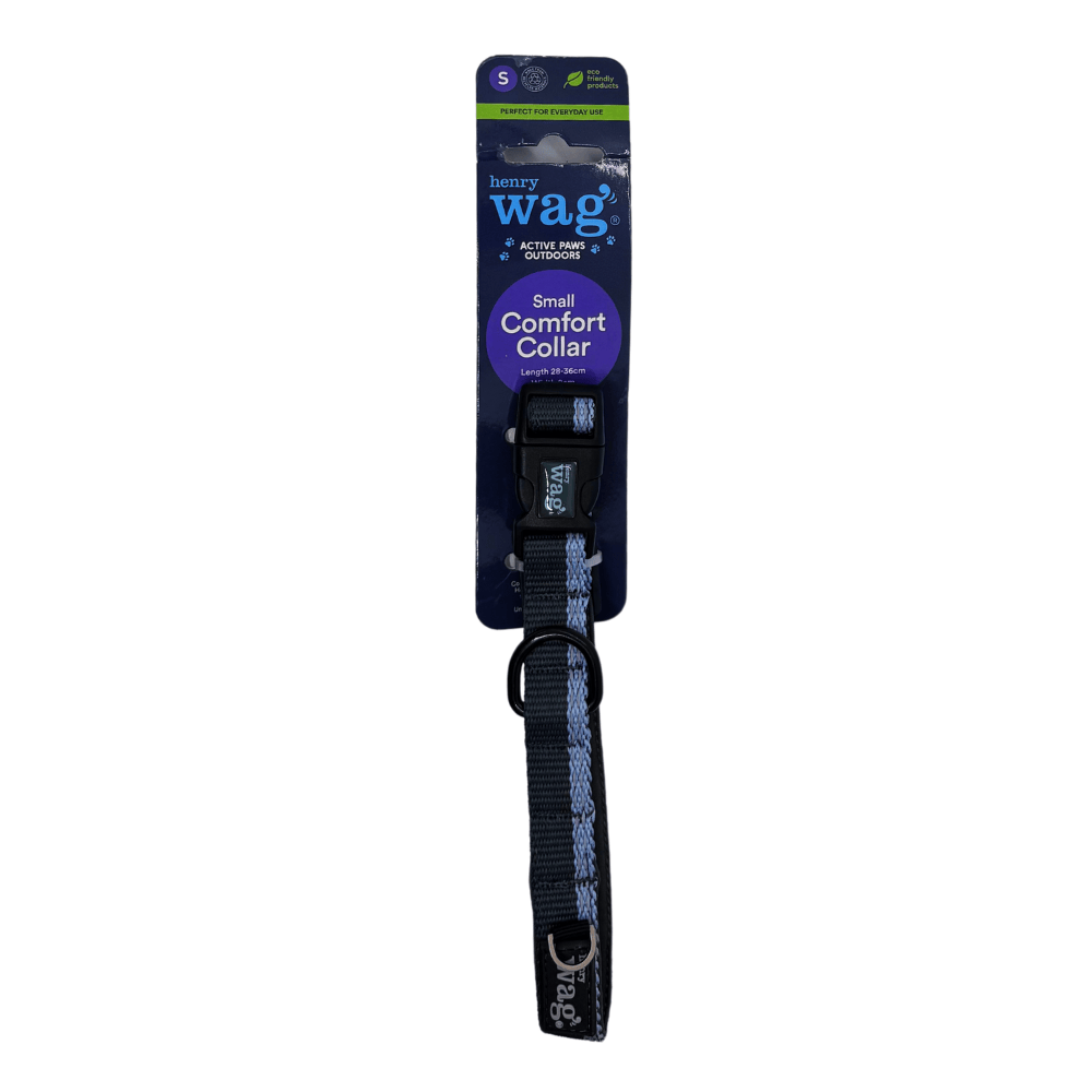 Henry Wag Dog Collar Henry Wag Comfort Dog Collar | Neoprene Padded | GRS Recycled | Reflective | 3 Sizes, Blue/Grey Henry Wag Comfort Collar | Neoprene Padded, GRS Recycled & Reflective