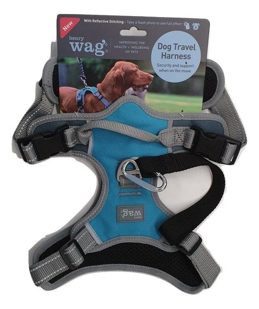 Henry Wag Dog Harness Henry Wag Dog Travel Harness | Car Safety Restraint | Mesh Padded | Blue, 4 Sizes Dog Travel Harness - Safe Car Restraint & Comfortable Walks in Blue