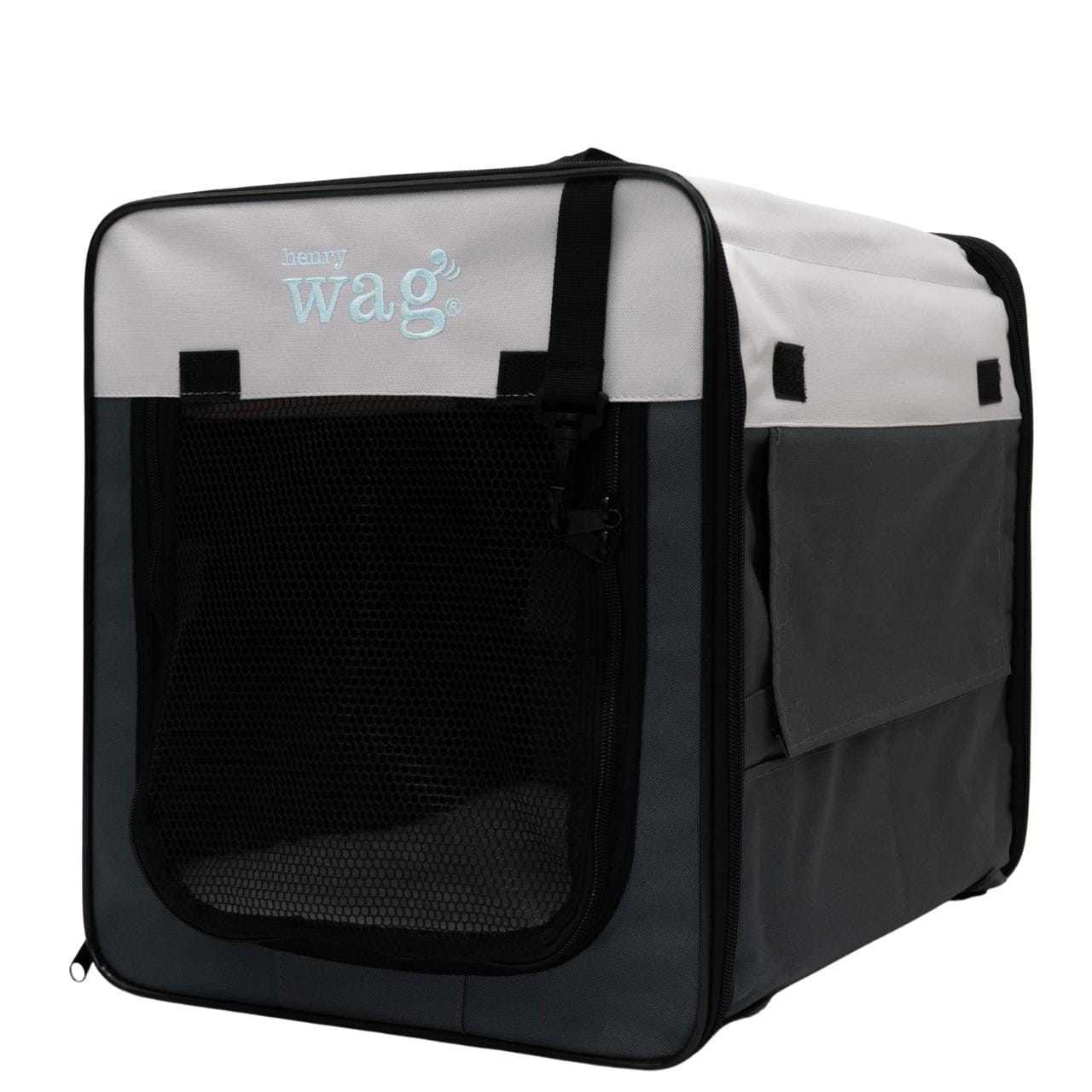 Henry Wag Folding Fabric travel pet crate with mesh panels and removable padded floor