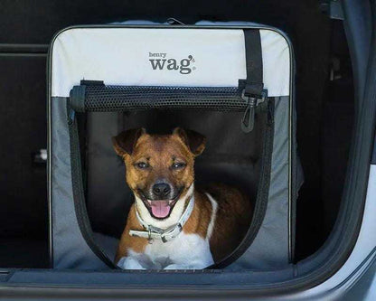 Henry Wag Folding Fabric travel pet crate with mesh panels and comfort pad