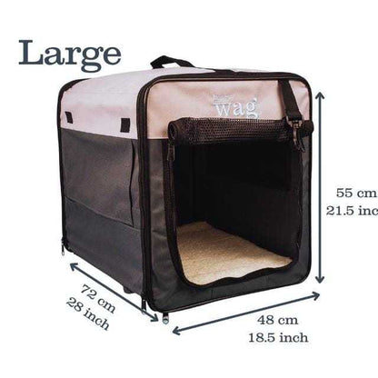 Henry Wag Folding Fabric Travel Pet Crate with mesh panels and removable pad for portable dog comfort