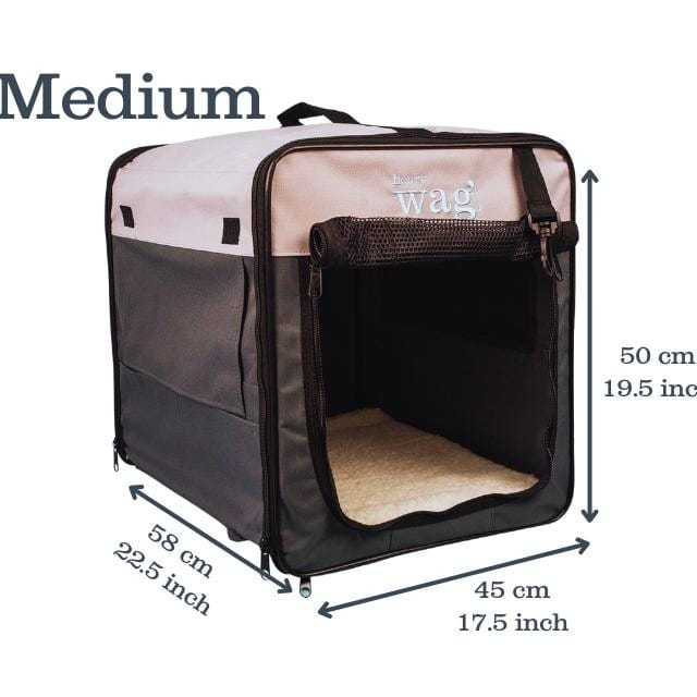 Henry Wag Folding Fabric Travel Pet Crate with mesh windows and washable pad for portable dog comfort