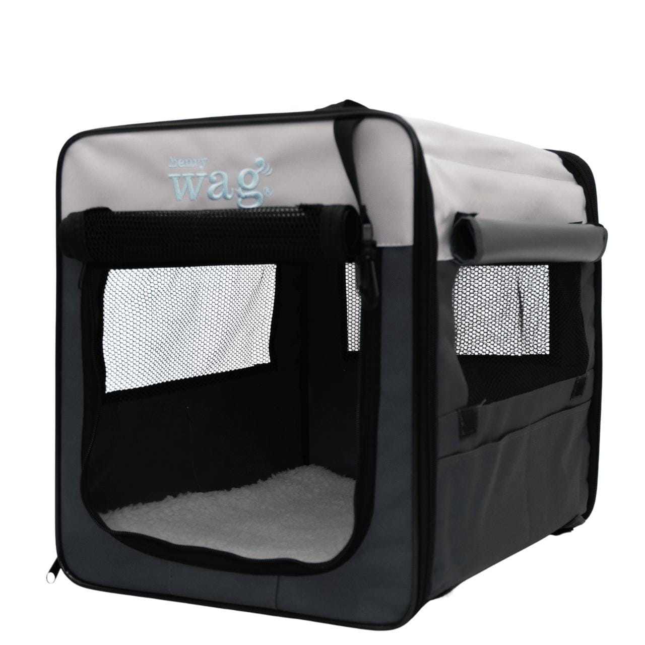 Henry Wag Folding Fabric Travel Pet Crate with mesh panels and removable comfort pad