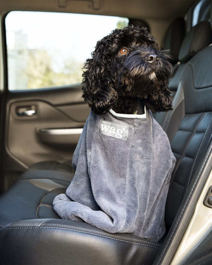 Grey Henry Wag microfibre dog drying bag with zip and Velcro fastening for quick drying and dirt containment