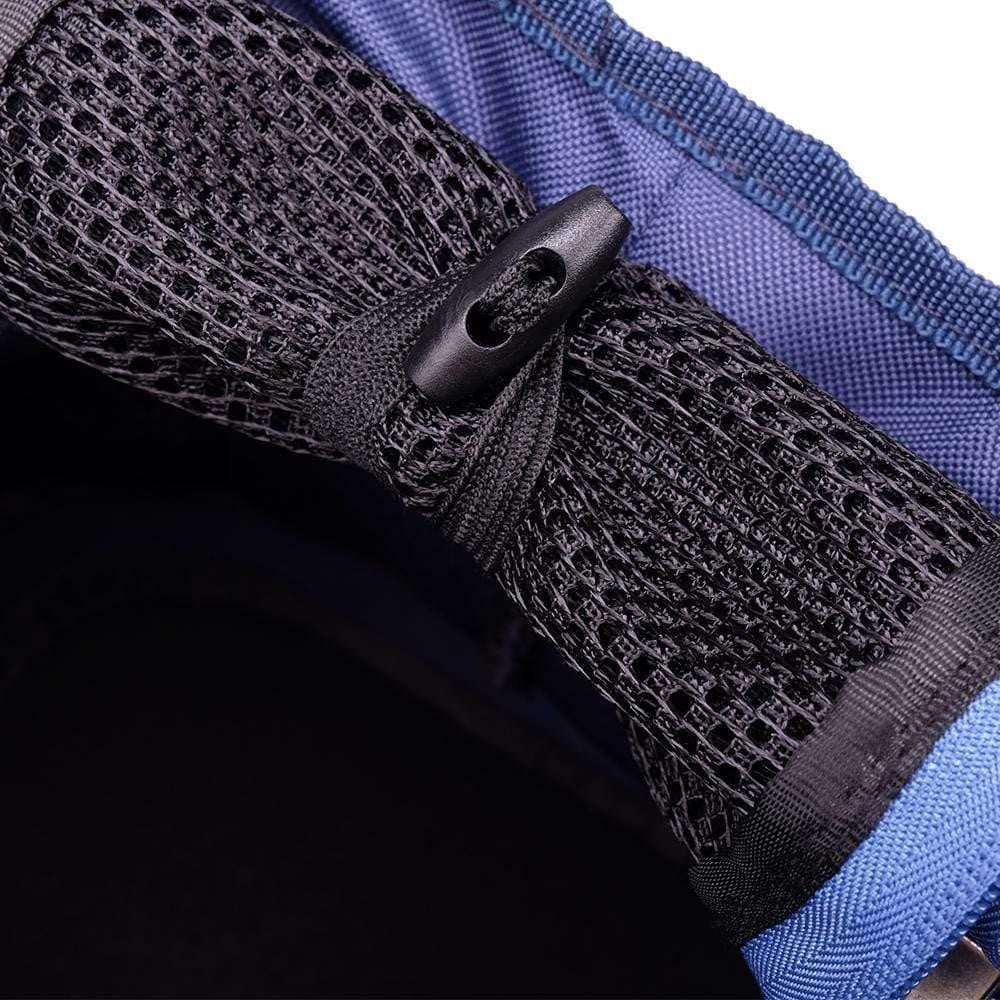 Breathable Dachshund Carrier bag in navy and khaki with mesh ventilation and shoulder strap for small dogs