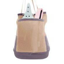 Breathable Dachshund Carrier in navy and khaki with mesh fabric and hardshell bottom for ventilation and support