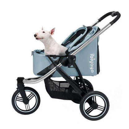Ibiyaya The Beast dog stroller and pram in black, all-terrain with three wheels and mesh windows