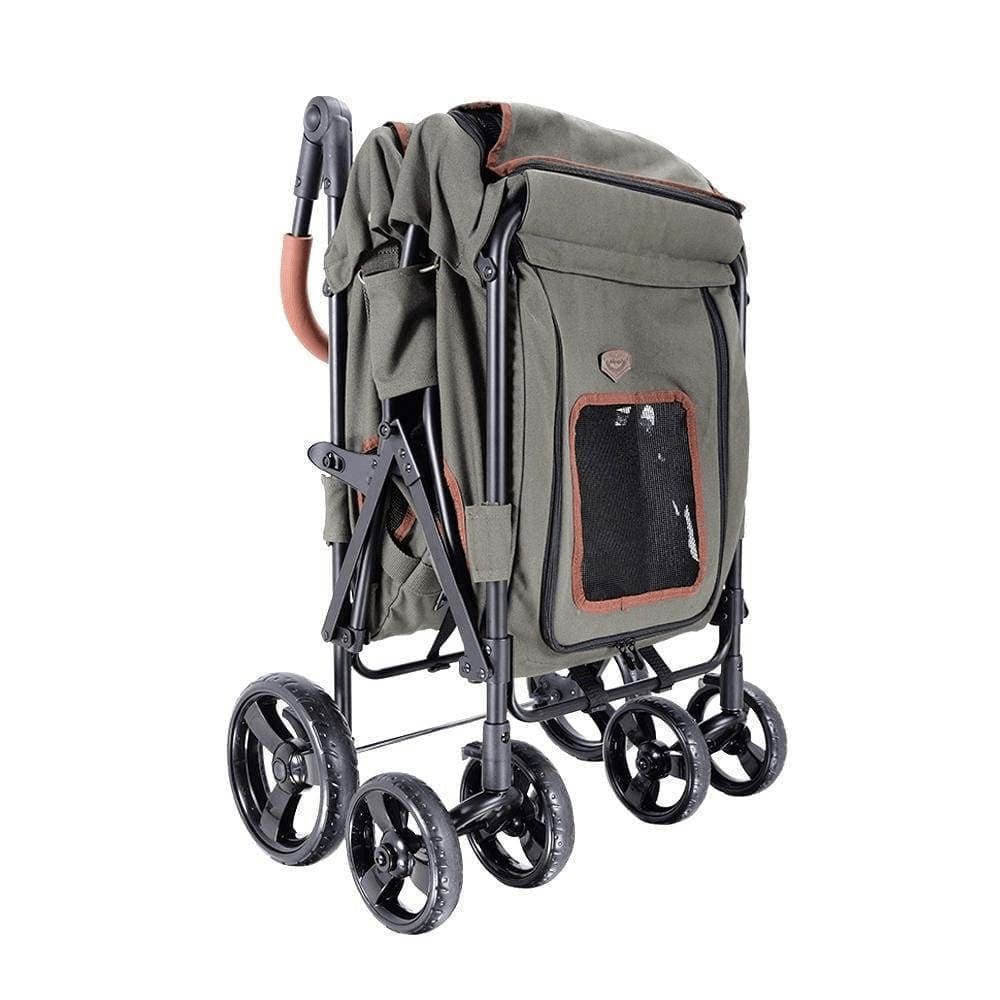 Gentle Giant Pet Wagon stroller for medium to large dogs with detachable carrier and leather handlebar