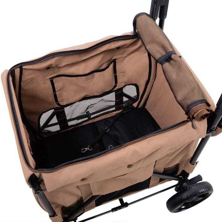 Gentle Giant Pet Wagon stroller for medium to large dogs with detachable carrier and leather handlebar