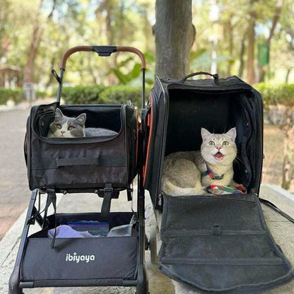 Ibiyaya JetPaw 3-in-1 pet stroller with removable airline-approved carrier and expandable design for dogs and cats