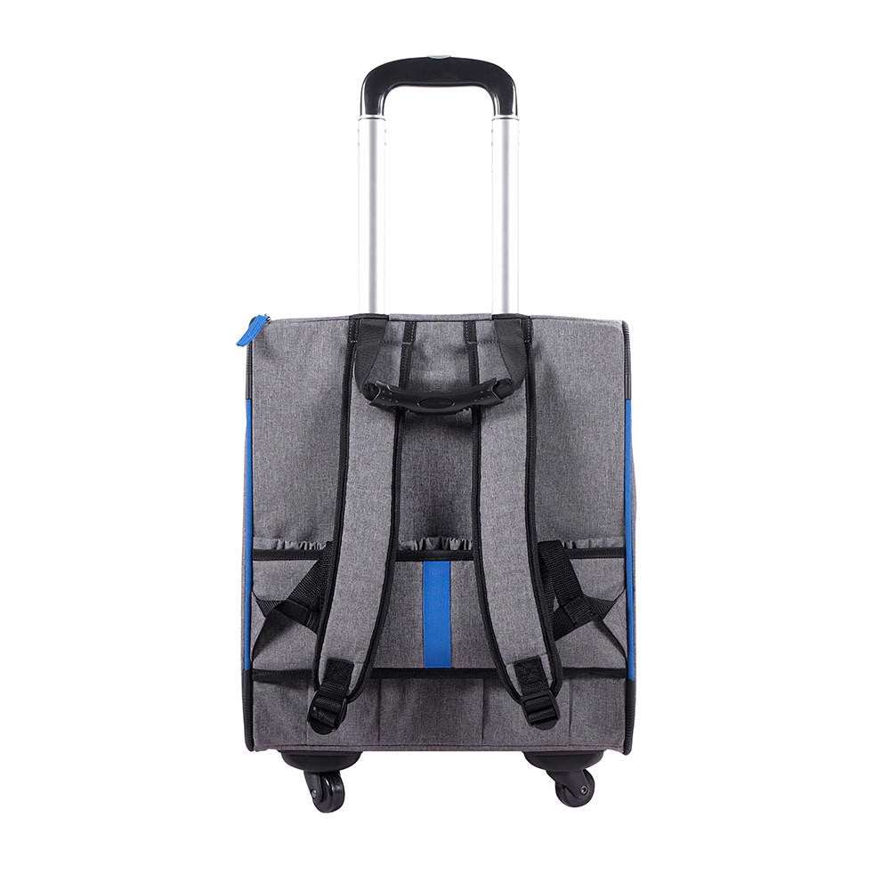 Ibiyaya Liso Backpack Parallel Transport Pet Trolley in two colours with mesh windows and 360-degree swivel wheels for pet travel