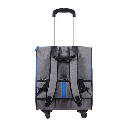 Ibiyaya Liso Backpack Parallel Transport Pet Trolley in two colours with mesh windows and 360-degree swivel wheels for pet travel