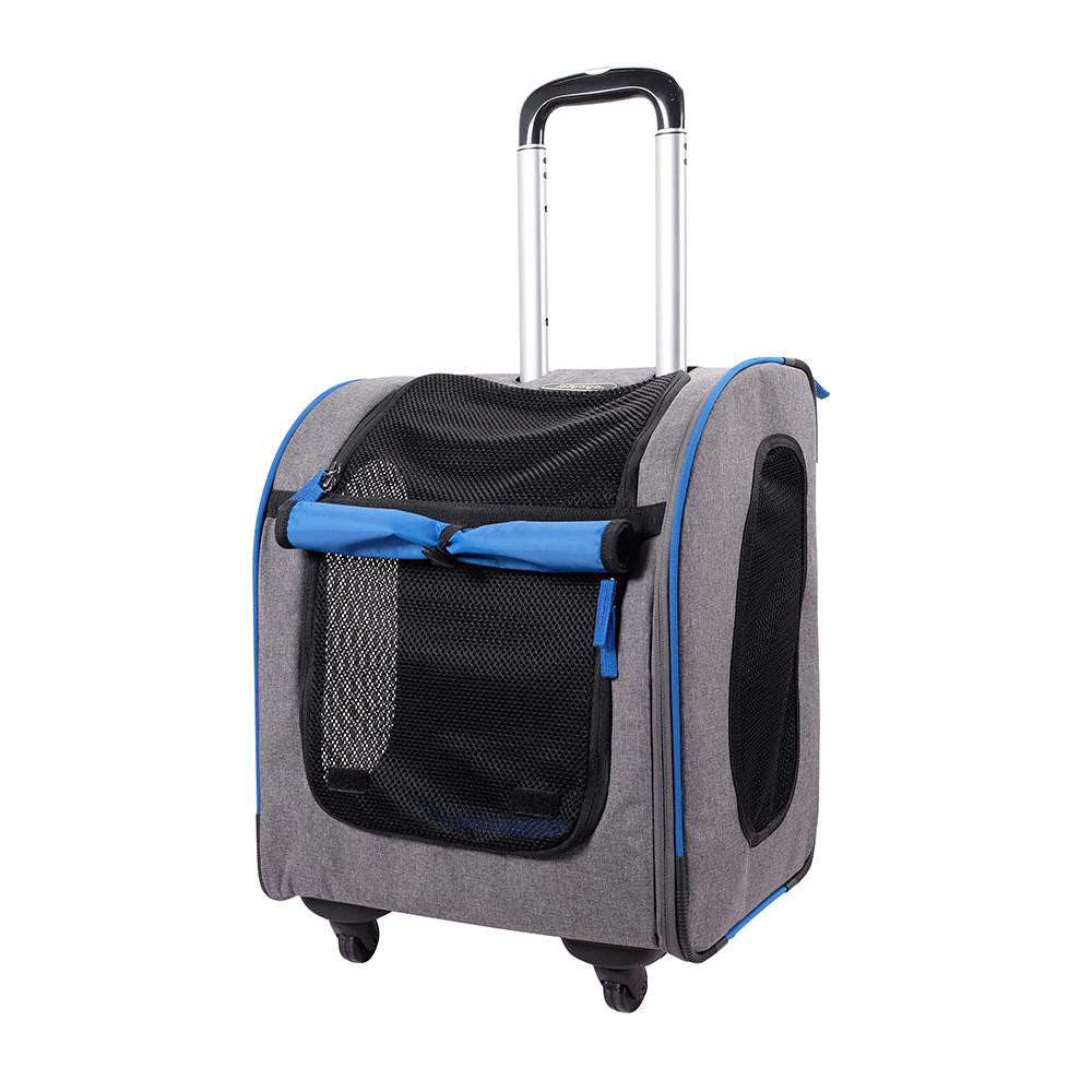 Ibiyaya Liso Backpack pet trolley in two colors with 360-degree swivel wheels and mesh windows for ventilation