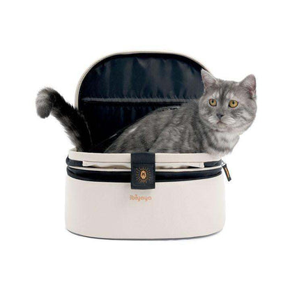 Ibiyaya Panorama zipper-free small pet travel carrier in buttermilk color with convertible design and breathable mesh panels
