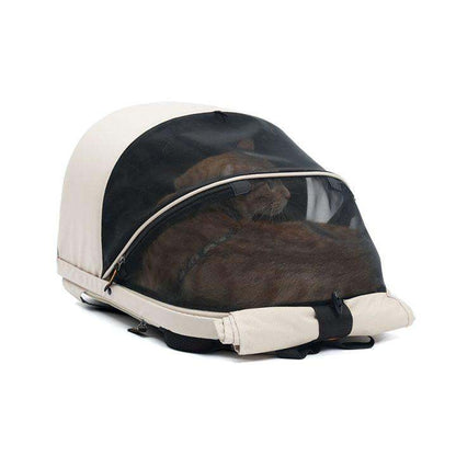Ibiyaya Panorama zipper-free small pet travel carrier in buttermilk color with ergonomic, airline-approved design and breathable mesh panels