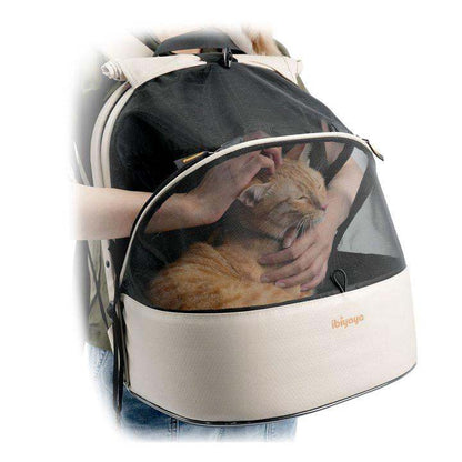 Small pet travel carrier with ergonomic, zipper-free design and airline-approved features in buttermilk color