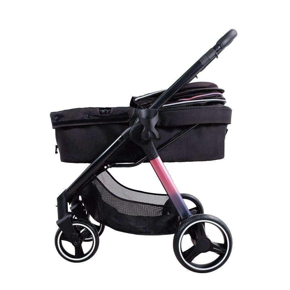 Ibiyaya Retro Luxe black pet stroller with mesh cabin and adjustable handle for medium dogs
