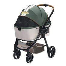Modern Ibiyaya Retro Luxe pet stroller in prism black with 360-degree viewing and zipperless design