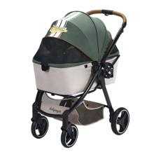 Ibiyaya Retro Luxe Pet Stroller in Prism Black with 360-degree mesh cabin and zipperless design for medium dogs
