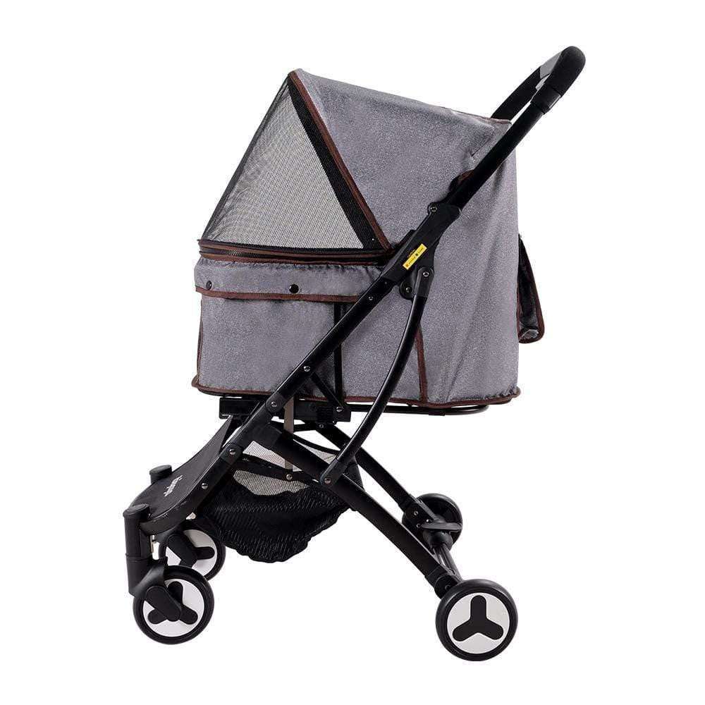 Grey Ibiyaya Speedy Fold Pet Pram with cushion pad and compact fold design