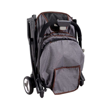 Grey jeans Speedy Fold Pet Pram by Ibiyaya with compact, foldable design and cushioned pet cabin