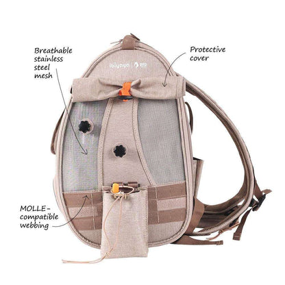 Ibiyaya TrackPack airline-approved bird carrier backpack with perch for outdoor adventures