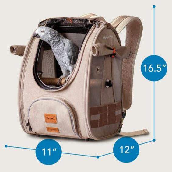 Ibiyaya TrackPack bird carrier backpack with perch and airline-approved design