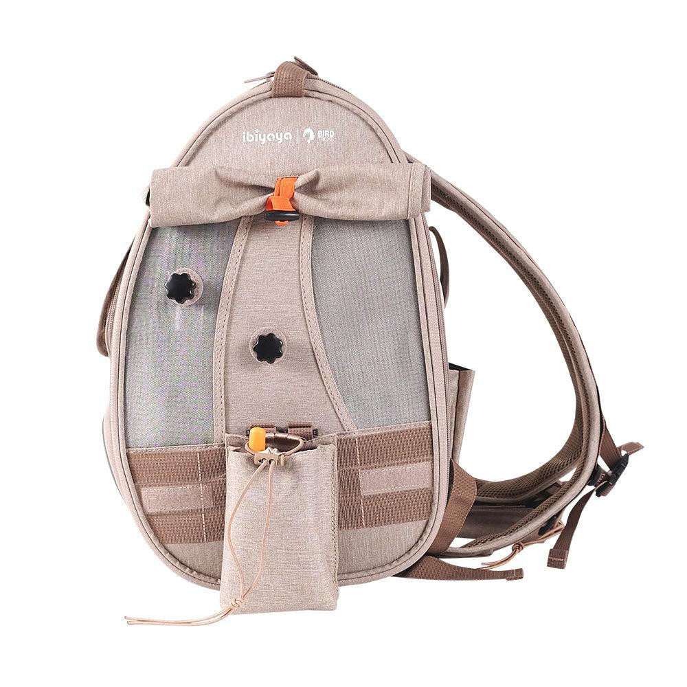 Ibiyaya TrackPack bird carrier backpack with perch, airline-approved and water-resistant design for outdoor travel
