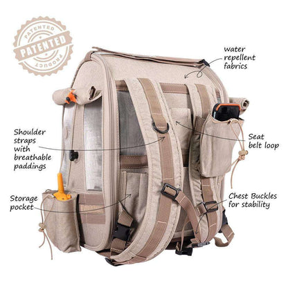 Ibiyaya TrackPack airline-approved bird carrier backpack with perch for outdoor adventures
