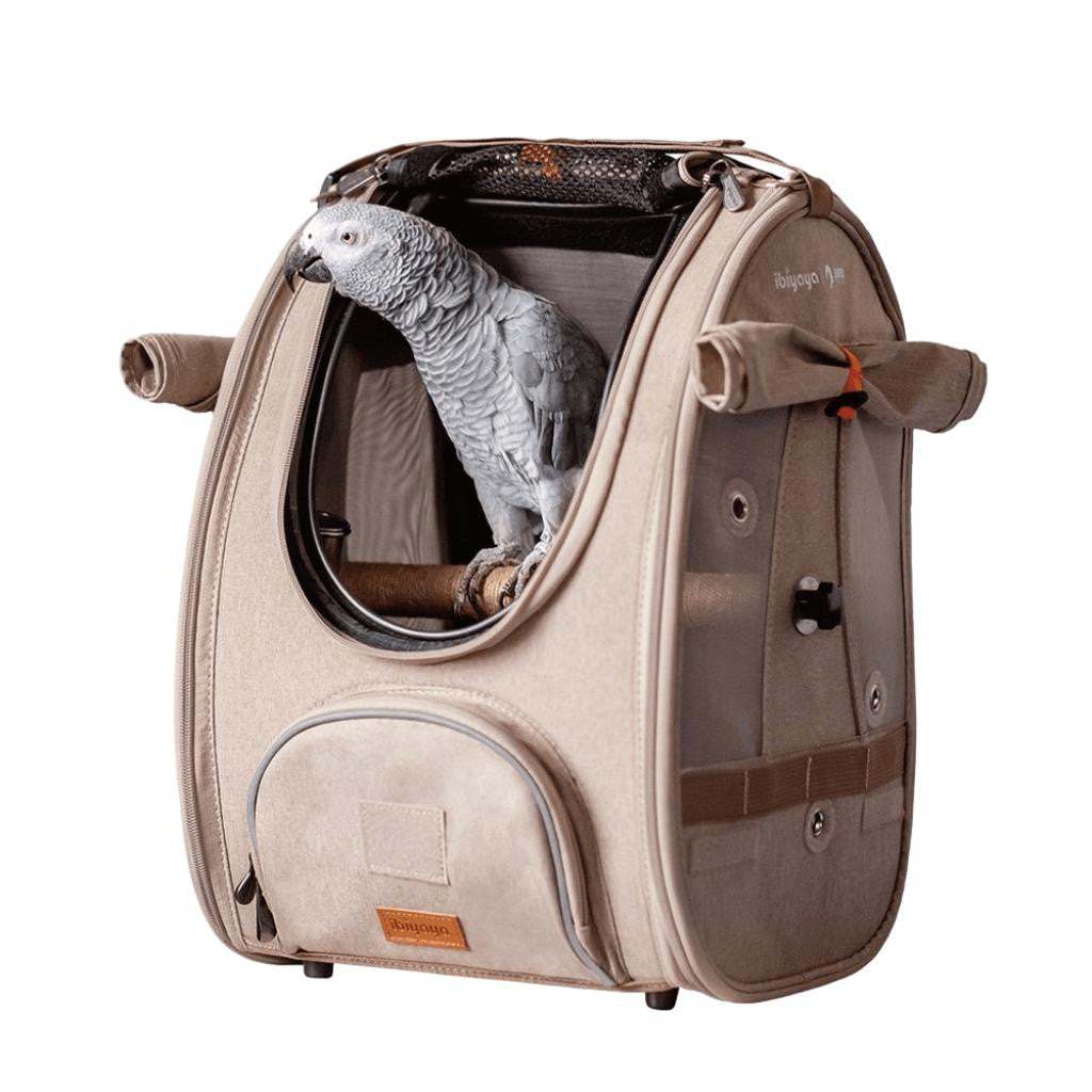 Ibiyaya TrackPack airline-approved bird carrier backpack with perch and breathable design