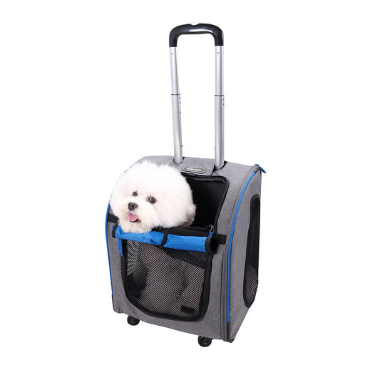 Ibiyaya Liso Backpack & Parallel Transport Pet Trolley | Slate/Sapphire  FC1705-GB Pets Own Us