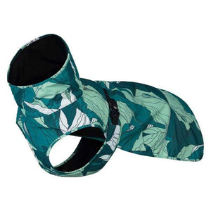 Icepeak Northlander Coat Emerald on dog showing adjustable winter dog coat with fleece lining and reflective piping