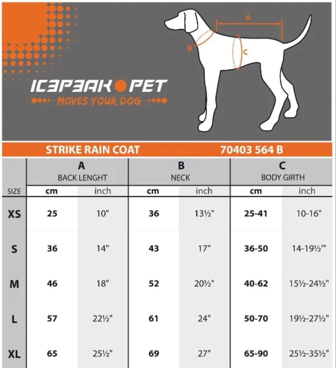 Icepeak Strike Raincoat black reflective waterproof dog coat with adjustable fit and harness access