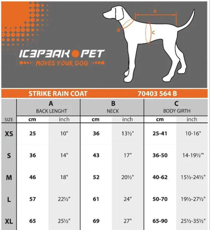 Icepeak Strike Raincoat black reflective waterproof dog coat with adjustable fit and harness access