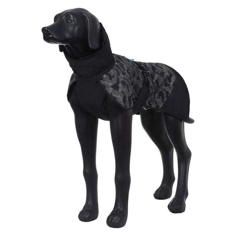 Icepeak Strike black reflective dog raincoat with adjustable fit and harness access for wet weather protection