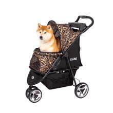 InnoPet Allure dog and pet stroller in Onyx and Cheetah print with three wheels and safety features for small to medium dogs and cats