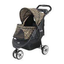 InnoPet Allure dog and pet stroller in Onyx and Cheetah print with three wheels and collapsible canopy