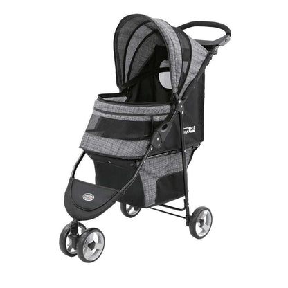 Innopet® Avenue Dog & Cat Pram with rain cover in shiny grey, lightweight stroller for small pets with swivel front wheel and storage compartments