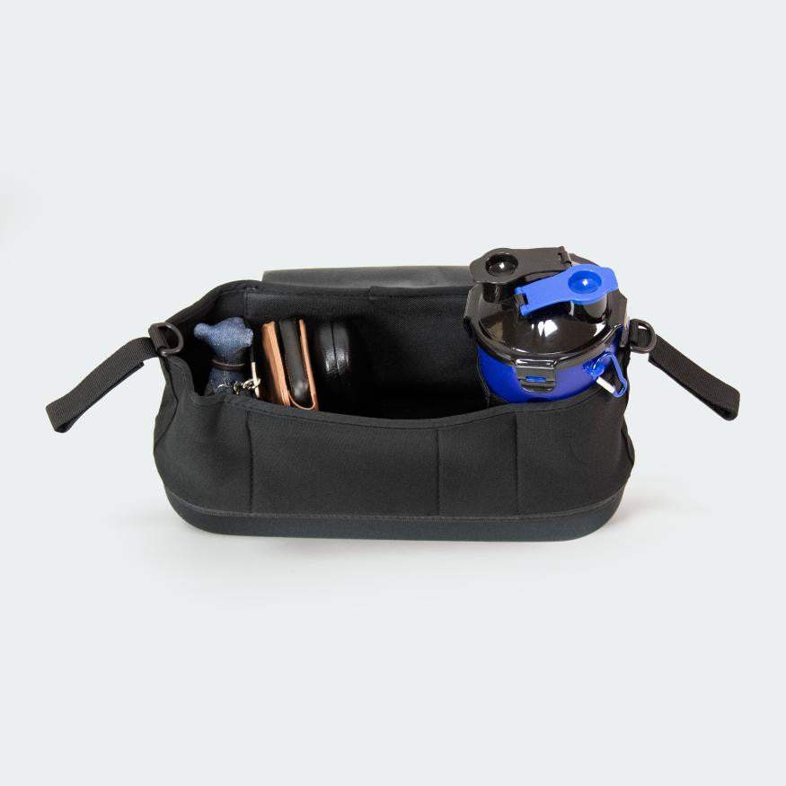 InnoPet Dog Pram Organizer black bag attached to stroller handlebar