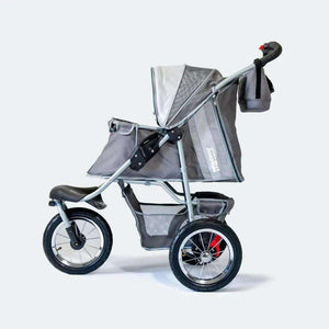 Innopet Comfort AIR ECO dog stroller in black and silver grey with mesh windows and air-filled tires