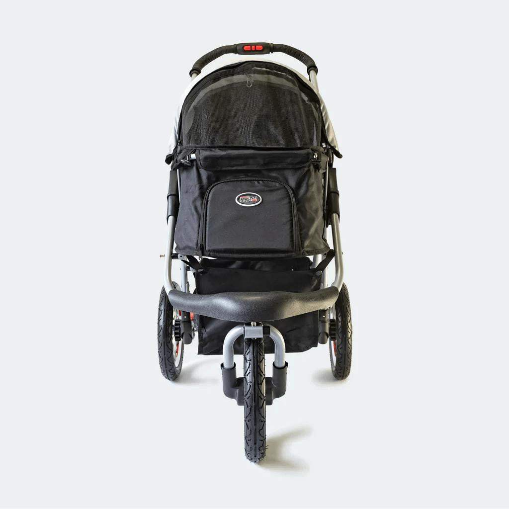 Innopet Comfort AIR ECO dog and cat stroller in black and silver grey with air-filled tires and mesh windows