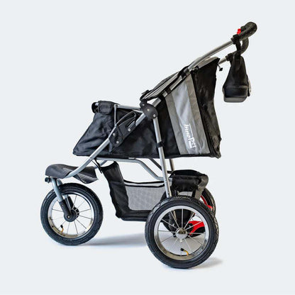 Innopet Comfort AIR ECO dog stroller in black and silver grey with mesh windows and air-filled tires