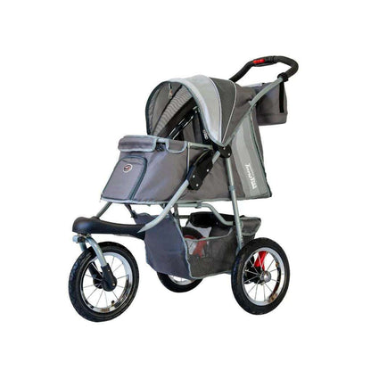 Innopet Comfort AIR ECO dog stroller in black and silver grey with ventilation mesh and air-filled tyres
