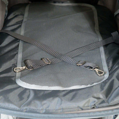 Innopet Comfort AIR ECO dog stroller and pet pram in black and grey colors with mesh windows on all terrains