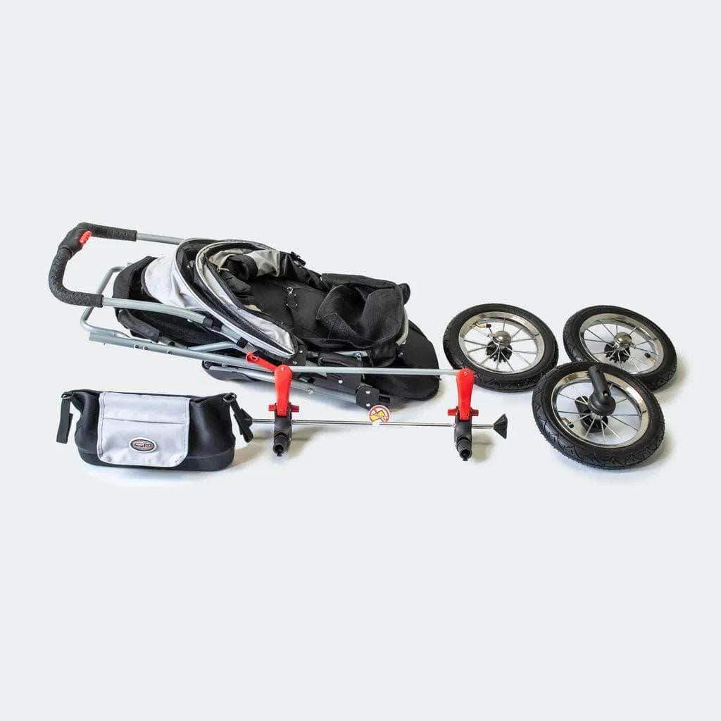 Innopet Comfort AIR ECO dog stroller and pet pram in black and grey with mesh windows and air-filled tires