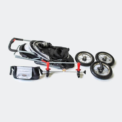 Innopet Comfort AIR ECO dog stroller and pet pram in black and grey with mesh windows and air-filled tires