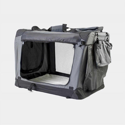 InnoPet Folding Fabric Travel Pet Crate with soft cushion, secure frame, and multiple entrances for small pets